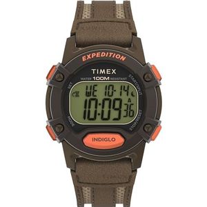 Timex Heren expeditie CAT5 41mm horloge - groene band digitale wijzerplaat groene kast, Bruin/Digitaal/Bruin, Klassiek