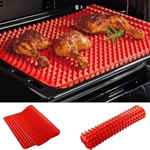 2Pcs Siliconen Non-stick Gezond Koken Bakken Mat,Rode Piramide Pan Bakmat Mould Koken Vellen Mat Oven Bakken Tray