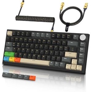 ATTACK SHARK K85 Mechanisch gamingtoetsenbord met spiraalkabel, aanpasbaar reactiegedrag, magneetschakelaar, Apex Pro TKL RGB Gasket toetsenbord QWERTY met draaiknop, ondersteunt DKS/MT/TGL, voor PC /