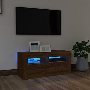 AUUIJKJF Entertainment Centra & TV Stands TV-meubel met LED verlichting Bruin Eiken 90x35x40 cm Meubels