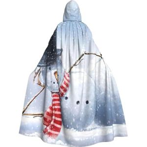 EdWal Grappige kerst sneeuwpop print cape mantel met capuchon, volwassenen heks cape capuchon mantel, carnaval mantel kostuums cosplay