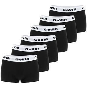 GOVIA Boxershorts voor dames, katoen, hotpants, sportondergoed, 6 stuks, 3921, zwart x 6., 38