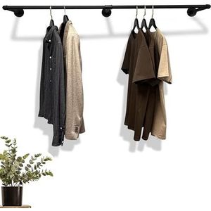 RSR Hangers Kledingstang industrieel design wandgarderobe 100 cm x 30 cm voor de muur | zwart | garderobestang | slaapkamer | hal | garderobe | wandmontage