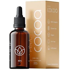 Feel Cocoa CBD-olie 30% Volledig spectrum 10 ml. Verbeterde formule voor CBD-olie voor plaatselijk gebruik en dagelijkse toepassingen