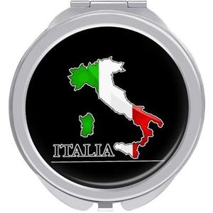 Kaart Vlag van Italië Compacte Spiegel Ronde Pocket Make-up Spiegel Dubbelzijdige Vergroting Opvouwbare Draagbare Handspiegel