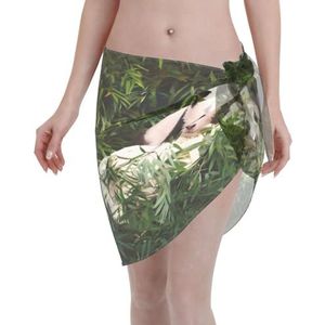 Amrole Vrouwen Korte Sarongs Strand Wrap Badpak Coverups voor Vrouwen Leuke Kleine Panda Zwart, Zwart, one size