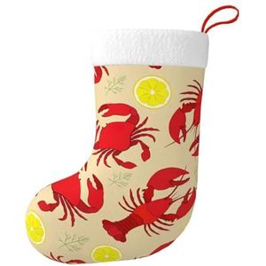 Aubnva Kreeft En Krab Print Kerst Kous 17.7 inch Feestelijke Decor Voor Xmas Familie Bijeenkomsten Party Gunsten