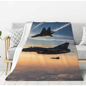 AYYQWE Vliegtuigen Fighter Jets Print Warm Flanel Pluche Deken Voor Sofa Woonkamer Dorm All-Season Thuis Camping Reizen