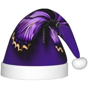 SSIMOO Leuke Paarse Vlinder Heerlijke Kinderen Pluche Kerstmuts - Vakantie Decoratieve Hoed Voor Feesten, Feestelijk Plezier, En Meer