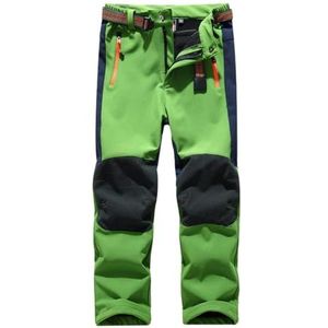 Hpbygstae Waterdichte thermobroek voor jongens en meisjes, sneeuwbroek, winterbroek, wandelbroek, softshell skibroek voor kinderen, #25-groen, 140-150