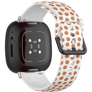 Zachte sportband compatibel met Fitbit Sense / Sense 2 / Versa 4 / Versa 3 (oranje pompoenbehang) siliconen armband accessoire