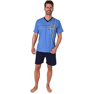 Normann Elegante herenpyjama met korte mouwen, shorty met print op de voorkant, ook in grote maten, blauw, 56