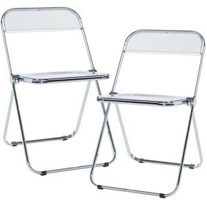 [en.casa] Klapstoel Pornainen transparante stoel set van 2 eetkamerstoel met rugleuning opvouwbare campingstoel 74x46x47 cm transparant