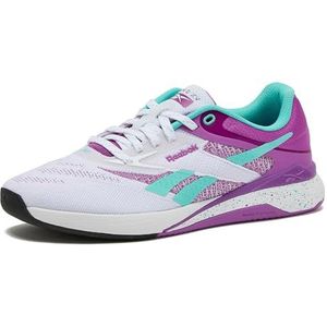 Reebok Womens Nano X5 Sneaker, Schoeisel Wit/Paars Rave/Ai Aqua, 5