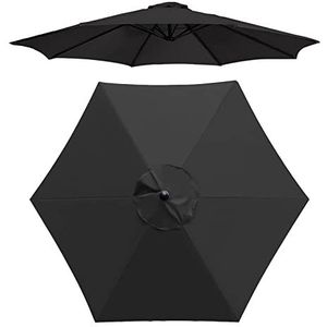 6-ribben Parasoldoek Vervangende Luifel Rond Φ2.7m / Φ3m, Patio Parasol Tuinparaplu Vervangende Luifelhoes, Markttafelparaplu Luifel, Anti-uv Waterdicht Polyester Doek (Color : Black, Size : 300cm)