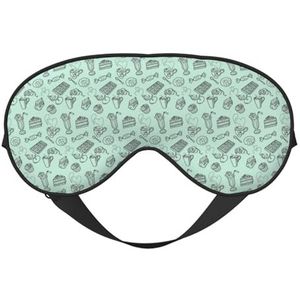 Zwarte Afternoon Tea Printing All-Occasion Sleep Eye Mask met dubbele zijden verstelbare riem perfect voor diensten en reizen