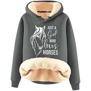 keephenDE Dames Love Horse 3D Gedrukte Hoodies Grappige Grafische Sherpa Fleece Trui Sweatshirts Paard Lange Mouw Trui Tops, # 4., XL