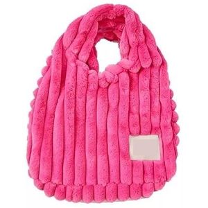 HKYBCF Pluizige draagtas dames pluizige schoudertassen grote capaciteit roze zachte pluche draagtas handdoeken handtassen voor coole meisjes winter, roze, Eén maat
