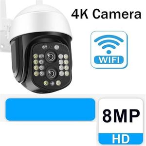 Bewakingscamera, 5K 12MP IP-camera Buiten Beveiliging met drie lenzen WiFi-bewakingscamera's 10X zoom Bewegingsdetectie CCTV 360 ° PTZ-cam(4K Camera)