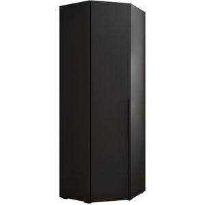 MEBLE KRYSPOL Inova 1 Hoekkast - Kledingkast met Planken en Stangen - Opbergmeubel - voor Slaapkamer, Tienerkamer, Hal - 236,7x81,7x47cm - Zwart, Zwart Handvat
