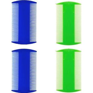 Luizenkam, 4 stuks vlooienkam, plastic dubbelzijdige nissenkam, huisdierkam, fijntandige hoofdluskam, katten en hondenverzorgingskam, voor het verwijderen van vlooien en luizen