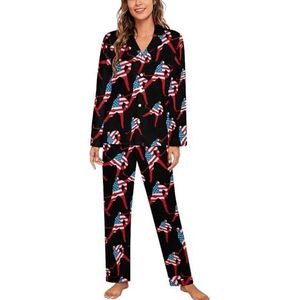 Amerikaanse hockeyspeler lange mouw pyjama sets voor vrouwen klassieke nachtkleding nachtkleding zachte pyjama sets lounge sets