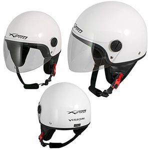 A-Pro Jethelm met vizier, voor motorfiets, wit, maat M