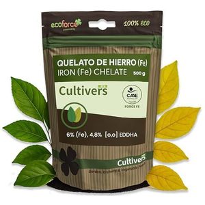Cultivers CULTIVERS IJzerchelaat 500 g Ecologische ijzercorrector voor planten. Vergroening van antichlorose. Plantenvoeding (6% Fe-EDDHA ortho 4,8%). Kracht Fe