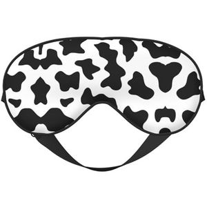 Zwart-wit koeienprint zacht oogmasker, dubbelzijdige zachte oogbedekking voor slaap, reizen, yoga, verstelbare riem, blokkeert licht