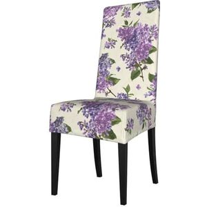KemEng Mooie paarse bloemenprint, stoelhoezen, stoelbeschermer, stretch eetkamerstoelhoes, stoelhoes voor stoelen