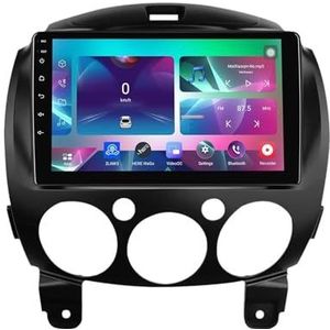 9"" Android 14 Touchscreen Autoradio 2 din met AHD Omgekeerd beeld Bediening op het stuur Bluetooth GPS navigatie Draadloze CarPlay voor Mazda 2 2007-2014(Q300(4+64G))