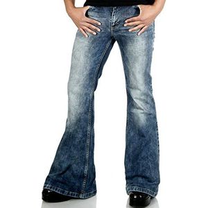 Comycom Heren Jeans met wijde pijpen Star Random in jaren '70 look - bootcut-jeans voor mannen, jaren '70-jeans, vintage stijl broek, middenblauw, 32W x 36L