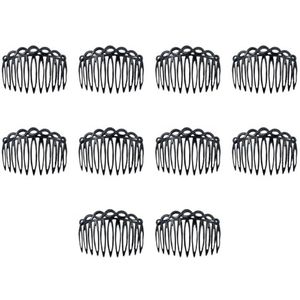 10 Pcs Twist Haar Kammen Klassieke Puntige Tanden Weven Plastic Vork Kam Sieraden Styling Vrouwen Hoofddeksels Lady Zwart
