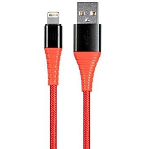 Monoprice Apple MFi-gecertificeerde Lightning-naar-USB Type-A laad- en synchronisatiekabel - 1,5 voet/3 voet/6 voet - rood (3-pak), nylonvlecht, duurzaam, voor iPhone 7 8 SE X XR XS - AtlasFlex-serie