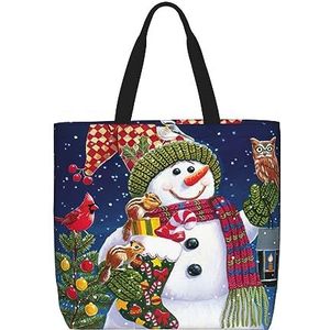 OdDdot Optische Spin Illusie Print Tote Bag Voor Vrouwen Opvouwbare Gym Tote Bag Grote Tote Tassen Vrouwen Handtas Voor Reizen Sport, Sneeuwpop Eekhoorn Uil, Eén maat