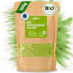 RheinNatur Bio gerstegraspoeder 500 g - 100% biologisch gerstegraspoeder - ideaal voor smoothies, dranken, muesli en meer