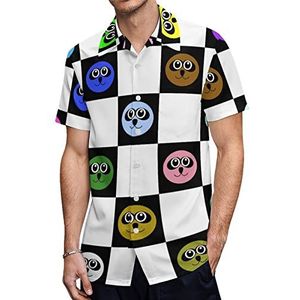 Panda Face Hawaiiaanse shirts voor heren, casual overhemd met korte mouwen, knoopsluiting, vakantie, strandshirts, XS