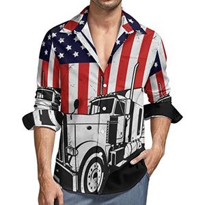 Amerikaanse vlag vrachtwagenchauffeur heren button down shirt lange mouwen V-hals shirt casual regular fit tops