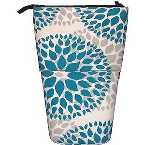 Moderne Bloemen Cirkels Etui Telescopische Make-up Tas Pop Up Office Organizer Box Staande Pen Houder Cosmetica Tas met Ritssluiting, Zwart, Eén maat, Munten Pouch