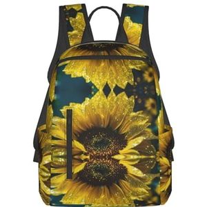 OdDdot Spirit Of The Lotuses Print Laptop Rugzak Casual Boekentas Reizen Dagrugzak College Tas Voor Mannen Vrouwen, Gele Zonnebloem, Eén maat