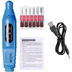Mini USB elektrische nagelschuurmachine boor 6 in 1 nagelpolijstmachine for manicure Professioneel sterk nagelpolijstgereedschap(Blue)