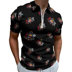 Coat Arms of Letse Half Zip-up Polo Shirts Voor Mannen Slim Fit Korte Mouw T-shirt Sneldrogende Golf Tops Tees 3XL