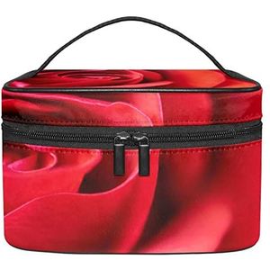 Bloem Rode Rose Blossom Make-up Organizer Bag, Reizen Make-up Tas Organizer Case Draagbare Cosmetische Tas voor Vrouwen en Meisjes Toiletartikelen, Meerkleurig, 22.5x15x13.8cm/8.9x5.9x5.4in