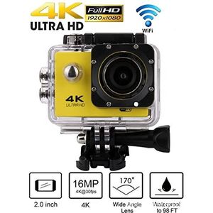 4k ultra Hd Mini Action Camera, 2.0 ""Screen WiFi Sports DV Camera, onderwater waterdichte camera, helmcamera's for motorfietsen(Color:Giallo)