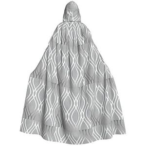 WURTON Zilveren geometrische figuur mystieke mantel met capuchon voor mannen en vrouwen, ideaal voor Halloween, cosplay en carnaval, 185 cm