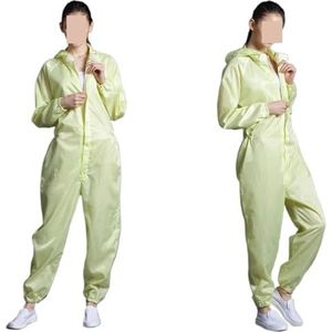 Antistatische Eliminator, Unisex beschermende overalls Schone kleding Kap Stofdichte statische kleding Cleanroomkleding Schilderwerk Overalls(Giallo,XL)