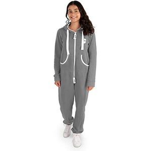 Gennadi Hoppe Kinderjumpsuit overall relaxpiece trainingspak meisjes pak jongens, lichtgrijs, 12-13 Jaar