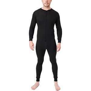 LABEL APPAREL Thermische onesie voor heren, alles in één pak, basislaag, S-3XL, Zwart, 3XL