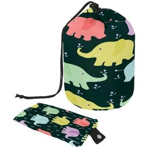 Toilettas met trekkoord, cartoonolifanten, spuitende watervatvormige waszak, cosmeticatas, reismake-up organizer etui + kleine tas, Meerkleurig, 9.9x6.9in/25.2x17.6cm;6x3.5in/15.2x8.8cm, Toilettas