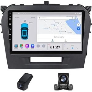 Android autoradio 2 Din geldt voor Suzuki Vitara 4 2014-2018 met Draadloze Carplay Android Auto GPS Navi WiFi 9 inch met Bluetooth FM/RDS+ Achteruitrijcamera/Stuurwielbediening(C10)